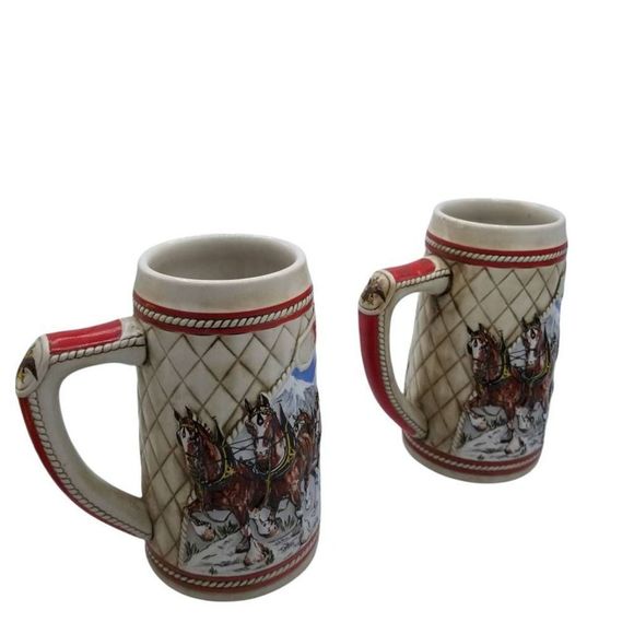 Budweiser Anheuser Busch 2 Clydesdales Collectible Steins Tankards Ltd Ed 1985 - Picture 11 of 12
